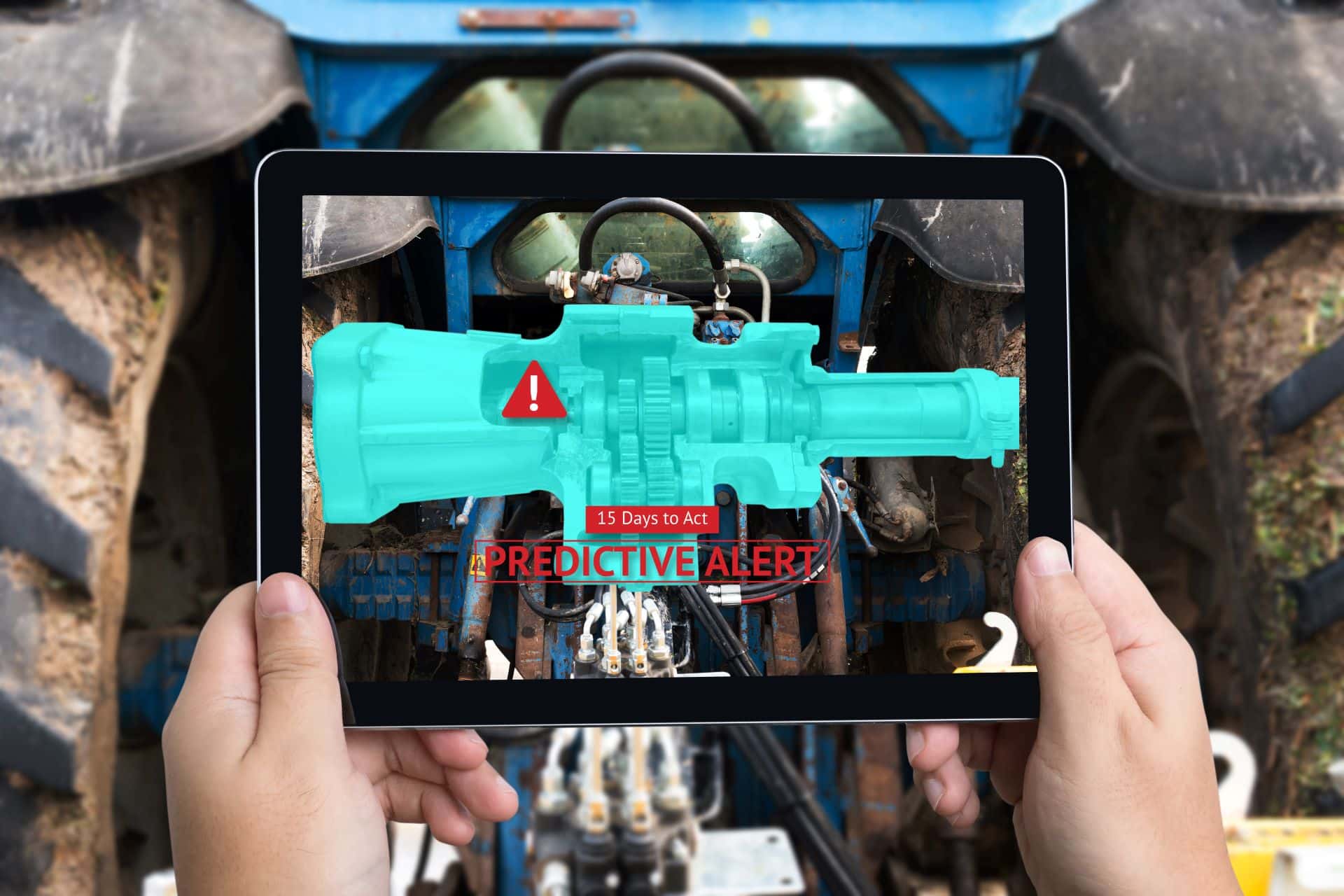 Tablet zeigt Wartungswarnung per Predictive Maintenance