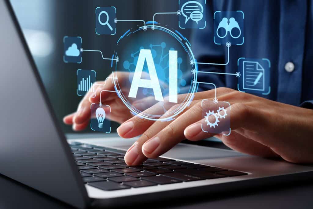 KI-Visualisierung am Laptop | Roboter Unternehmen